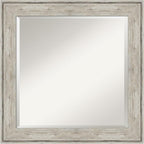 Amanti Art Silver Bathroom Mirror for Over Sink, 25x25 Crackled Metallic Square Vanity Mirror, Medium Country Rustic Frame, Hangs Horizonally and Vertically, Bathroom Wall Decor, Beveled Edge