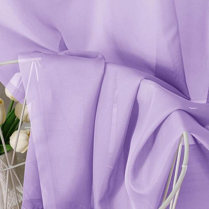 Aiyufeng Light Purple Sheer Curtain Panels Pair Sold 54 Inch Length, Light Filtering Window Curtain Drapes Treatment for Kitchen, Bedroom/Children Room, Voile Top Dual Rod Pocket, 2 Pack of 42 x 54"