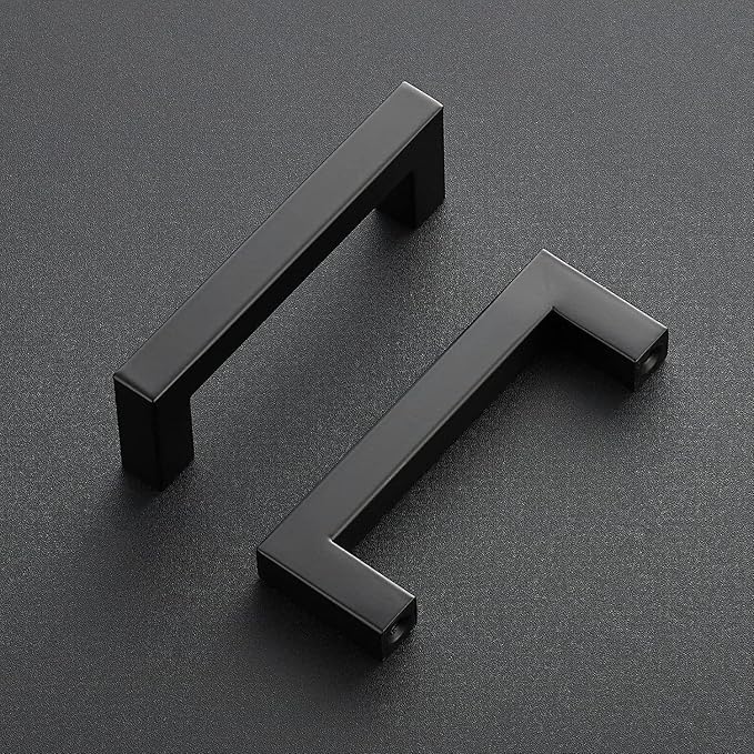 Ravinte 10 Pack 3-1/2 Inch Kitchen Square Cabinet Handles Matte Black Pulls Black Drawer Pulls Kitchen Cabinet Hardware Handles