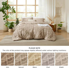 Bedsure Tufted Boho Comforter Set Queen Size - Khaki Boho Bed Set, GentleSoft™ 3 Pieces Farmhouse Shabby Chic Embroidery Bedding, Gifts for Woman, Soft Jacquard Queen Comforter for All Seasons