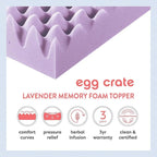 Best Price Mattress 1.5 Inch Egg Crate Memory Foam Mattress Topper with Soothing Lavender Infusion, CertiPUR-US Certified, Dorm Essentials, Twin
