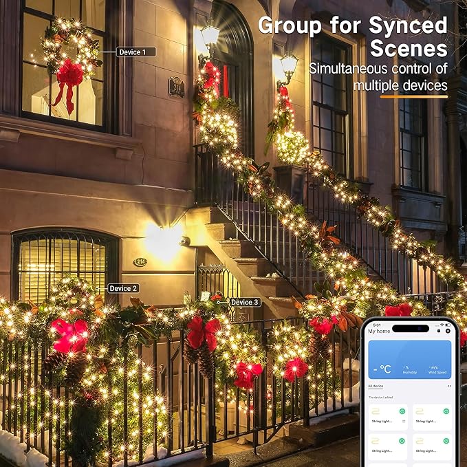 Brizled Smart Christmas Lights, 98.4FT 300 LED Color Changing Christmas Lights with APP/Voice Control, Warm White & Multicolor Fairy String Light Music Sync Xmas Tree Light for Indoor Outdoor Decor