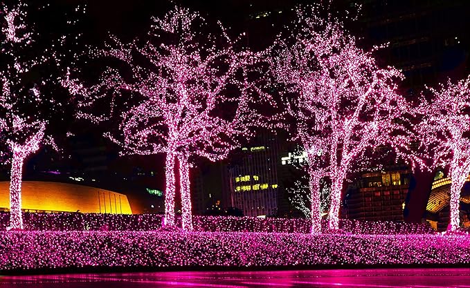 612 Vermont 50 Pink Christmas Lights on a White Wire String, UL Approved, Indoor and Outdoor Use, 9 Foot of Lighted Length, 11 Foot of Total Length