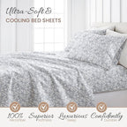 Linen Market 4 Piece King Sheet Set - Breathable, Double-Brushed Patterned Cooling Sheets – Oeko-TEX Certified Ultra Soft & Wrinkle-Free 16" Deep-Pocket King Sheets - Easy Care Coarse Paisley Navy