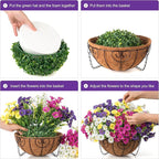 Artificial Faux Hanging Flowers Plants Baskets for Outdoors, Fake Silk Morning Glory in Planter UV Resistant Realistic Artificial Flower for Outside Porch Patio Balcony Garden Yard Home Decor