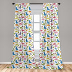 Ambesonne Dino Window Curtains, Cartoon Style Colorful Dinosaurs T-Rex Triceratops Prehistoric Reptile Wildlife, Lightweight Decor 2-Panel Set with Rod Pocket, Pair of - 28" x 95", Blue Green