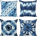 Ambesonne Watercolor Throw Pillow Cushion Case Pack of 4, Abstract Design Ikat Inspired Tribal Themed Painting Look Oceanic Tones Print, Modern Accent Double-Sided Digital Printing, 24", Slate Blue