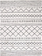 SAFAVIEH Arizona Shag Collection X-Large Area Rug - 11' x 15', Ivory & Black, Moroccan Design, Non-Shedding & Easy Care, 1.6-inch Thick Ideal for High Traffic Areas in Living Room, Bedroom (ASG741Z)