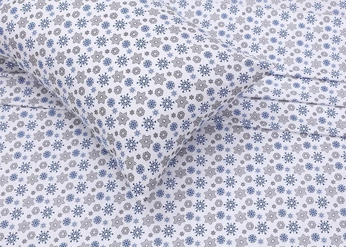RUVANTI Flannel Sheets Full Size - 100% Cotton Double Brushed Bed Sheets Set, Deep Pockets 16 Inches, All Seasons Breathable & Extra Soft Full Sheets, Warm & Cozy, 4 Piece, Snow Flake Grey