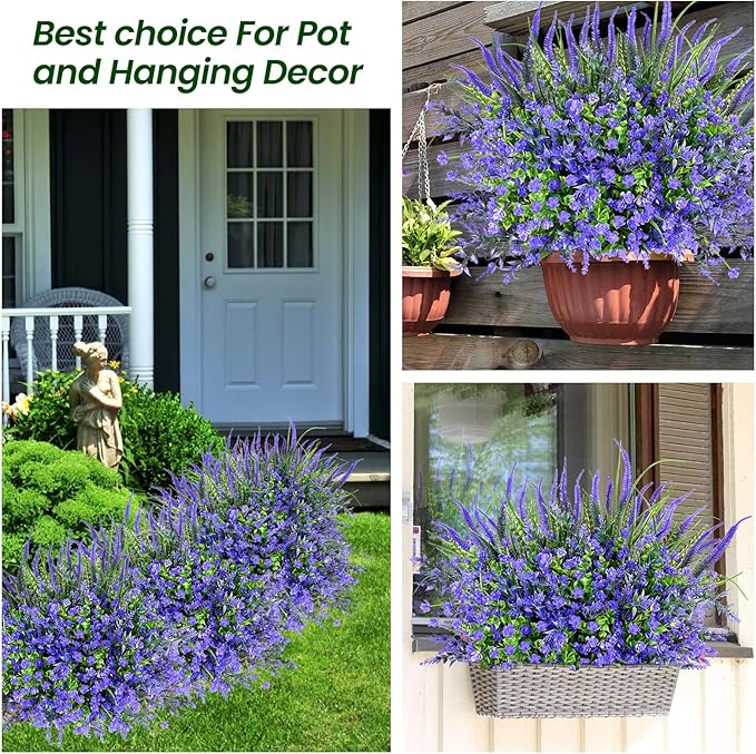 Artificial Plants Outdoor, 20PCS Artificial Flowers, UV Resistant Fake Flowers, Faux Flowers for Outdoor Planters for Front Porch Pot Decor