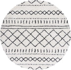 SAFAVIEH Arizona Shag Collection 6'7" Round Ivory/Black ASG741Z Moroccan Non-Shedding Entryway Foyer Living Room Bedroom Kitchen 1.2-inch Thick Area Rug