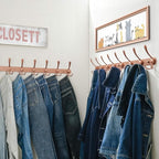 Dseap Coat Rack Wall Mount - 29.5” Long 8-Tri-Hooks Heavy Duty Coat Hanger Rail Wall Hooks for Hanging Coats Hats Clothing Clothes Purse Mudroom Entryway, Rose Gold