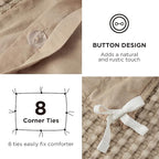 Bedsure Cooling Waffle Duvet Cover Queen - Cotton Blend Rayon Derived from Bamboo Duvet Cover Set for Hot Sleepers, Breathable Bedding Set with a Vintage Charm, 3 Pieces (Taupe, Queen, 90"x90")