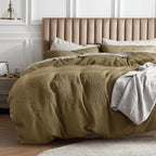 Bedsure Cotton Duvet Cover King - 100% Cotton Waffle Weave Fennel Seed Duvet Cover King Size, GentleSoft™ and Breathable Bedding Set for All Season, 3 Pieces, 104"x90"