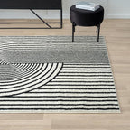 Abani Nuevo Collection Area Rug - Mid-Century Black & Ivory Arch Knot Design - 5' x 8' - for Living Room, Bedroom & Office