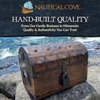 Nautical Cove Handmade Pirate Treasure Chest for Kids Prizes & Classroom with Lock and Skeleton Keys – Lockable Wooden Storage Chest Box, Pirate Decor, Decorative Wooden Box - Large 13x8x8.25