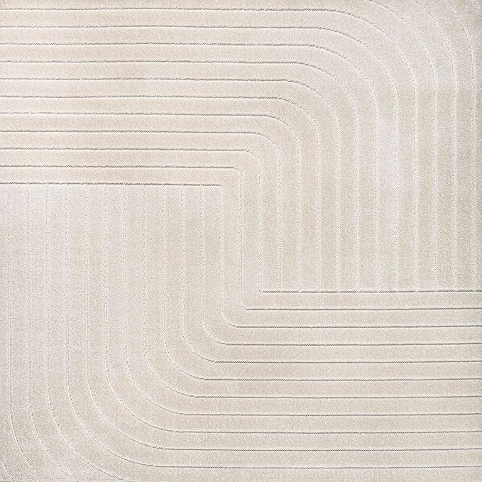 Eyely NCS101A-6SQ Scandinavian Odense Minimalist Angle Geometric Indoor Rug, Pet Friendly, Non-Shedding, Stain Resistant, Easy-Cleaning, Ivory/Cream, 6' Square, Indoor/Outdoor, Area Rug