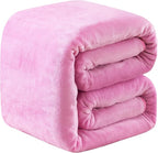 Fleece Queen Size Summer Blanket All Season 350GSM Lightweight Throw for The Bed Extra Soft Brush Fabric Winter Warm Sofa Blanket 90" x 90"(Pink Queen)