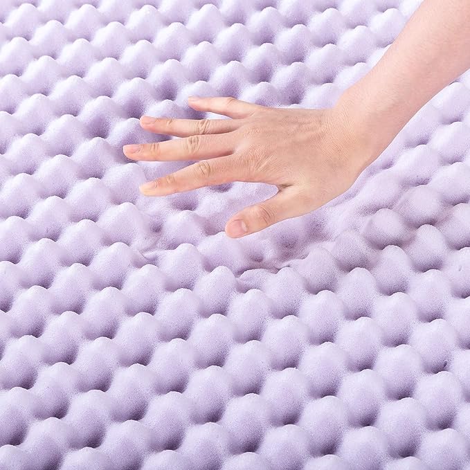 Best Price Mattress 1.5 Inch Egg Crate Memory Foam Mattress Topper with Soothing Lavender Infusion, CertiPUR-US Certified, Dorm Essentials, Twin