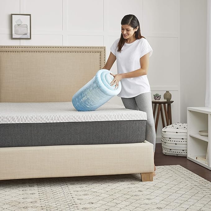 4" SealyChill™ Gel + Comfort Memory Foam Mattress Topper with Pillowtop Washable Allergen Resistant Cover, Full White