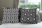 Ambesonne Vintage Throw Pillow Cushion Case Pack of 4, Monochrome Design Grid Trellis Quatrefoil Mesh and Dahlia Flowers Modern, Modern Accent Double-Sided Digital Printing, 24", Charcoal Grey White