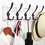 WEBI Coat Rack Wall Mount,Coat Hooks Wall Mounted,16" Hole to Hole,Coat Hanger Wall,Wood Hook Rack Rail,5 Triple Hooks for Hanging Coats,Jacket,Clothes,Black/White