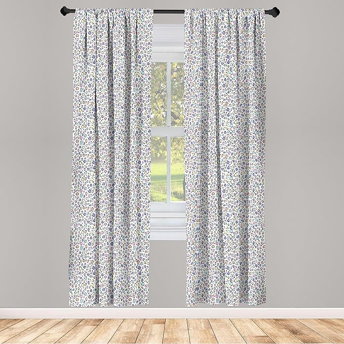 Ambesonne Leopard Print Curtains, Modernized Animal Skin Elements in Pastel Memphis Style Colors Pattern Print, Window Treatments 2 Panel Set for Living Room Bedroom, Pair of - 28" x 95", Grey Black