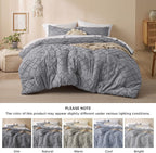 Bedsure Queen Comforter Set - Grey Comforter, Boho Tufted Shabby Chic Bedding for Kids, 3 Pieces Vintage Farmhouse Bed Set for All Seasons, Fluffy Soft Bedding with 2 Pillow Shams