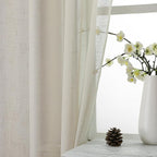 Aiyufeng Faux Linen Sheer Curtains 45 Inch Length 2 Panels, Short Linen Curtains for Kitchen, Small Window Curtains Window Treatment Privacy with Light Filtering for Cafe/Bathroom, Each 30Wx45L Inch