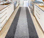 Custom Size Modern Runner Rug Carpet for Hallway Entryway Foyer Kitchen, Slip Resistant Latex Rubber Backed 31 inch Wide X Customized Length, Scroll Grey, 31 inch X 13 feet