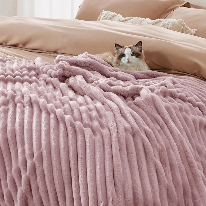 Bedsure GentleSoft Pink Fleece Blanket for Couch - Cozy Soft Blankets for Women, Cute Small Throws for Girls, 60x80 Inches
