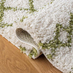 SAFAVIEH Arizona Shag Collection Area Rug - 10' x 14', Ivory & Green, Moroccan Design, Non-Shedding & Easy Care, 1.6-inch Thick, Ideal for The Living Room, Bedroom, Dining Room (ASG741Y-10)