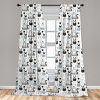 Ambesonne Scandinavian Curtains, Viking Longboat Design Cartoon Style Character Illustration, Window Treatments 2 Panel Set for Living Room Bedroom, Pair of - 28" x 84", Blue Grey