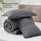Bedsure Twin/Twin XL Comforter Set - Charcoal Grey Soft Bedding for All Seasons, Cationic Dyed Bed Set, 2 Pieces, 1 Twin Size Comforter (68"x88") and 1 Pillow Sham (20"x26"+2")