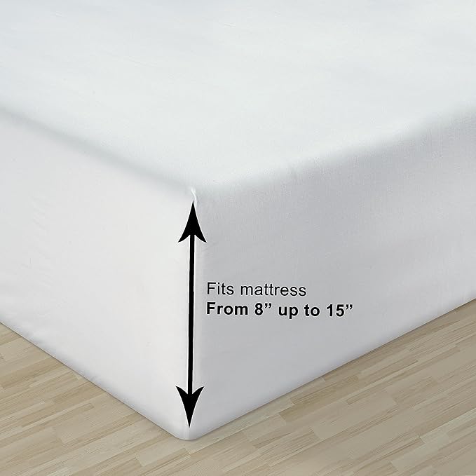 LANE LINEN 100% Organic Cotton Queen Sheets, 8Pc Queen Bed Sheets, Soft & Breathable Queen Size, Crisp Percale Weave, Hotel-Quality Bedding Sheet & Pillowcases - White (2 Pack)
