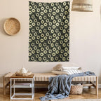 Lunarable Sunflower Tapestry Twin Size, Abstract Nature Inspired Illustration Bouquet Retro Composition, Wall Hanging Bedspread Bed Cover Wall Decor, Twin Size, Yellow Green
