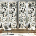 Ambesonne Cats Window Curtains Pack of 2, Modern Scandinavian Inspired Innocent Kitten Pattern with Leafy Details, Lightweight Set with Rod Pocket, 4 Panels of - 28" x 84", Pale Teal Pale Khaki Grey