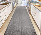 Custom Length Cut to Size Wide Width Carpet Runner Rug for Hallways, Skid Resistant Latex Rubber Backed, 31 inch Wide X Customized Length, Stripe Grey, 31 inch X 25 feet