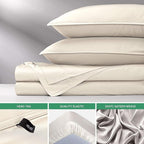 Twin Sheets by Pure Bamboo, Genuine 100% Organic Viscose Derived from Bamboo Bed Sheet Set, Luxuriously Soft & Cooling, Double Stitching, Lifetime Quality Promise (Twin, Ivory)