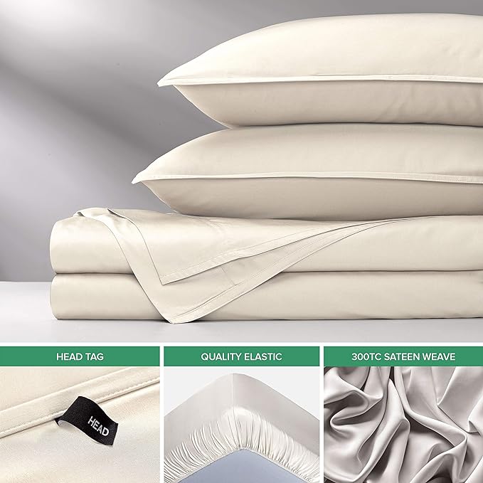 Twin Sheets by Pure Bamboo, Genuine 100% Organic Viscose Derived from Bamboo Bed Sheet Set, Luxuriously Soft & Cooling, Double Stitching, Lifetime Quality Promise (Twin, Ivory)