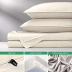 King Sheets by Pure Bamboo, Genuine 100% Organic Viscose Derived from Bamboo Bed Sheet Set, Luxuriously Soft & Cooling, Double Stitching, Lifetime Quality Promise (King, Ivory)