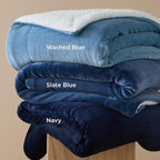 Bedsure GentleSoft Sherpa Fleece Throw Blanket Twin Size for Couch - Thick and Warm Throw for Women and Men, Soft Fuzzy Plush Twin Blanket for Winter, Slate Blue, 60x80 Inches