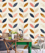 Removable Peel 'n Stick Wallpaper, Self-Adhesive Wall Mural, Rose Gold Blue Floral Pattern, Nursery Baby’s Room Decor • Scandinavian Design (24"W x 60"H Inches)