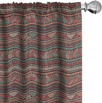 Ambesonne Boho Window Curtains, Hand Drawn Inspired Print of Triangles Colorful Latin American Folklore Motifs, Lightweight Decor 2-Panel Set with Rod Pocket, Pair of - 28" x 63", Maroon Coral