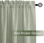RYB HOME Linen Sheer Curtains and Drapes for Living Room and Dining Room 120 inches Length, Breathable Weave Textured/Rod Pocket Semi Sheer Curtains, Sage Green, W 52 x L 120 inches, 2 Panels Set