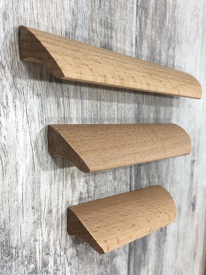 6Pcs Unfinished Wood Solid Furniture Pulls Handles,Unfinished Unpainted Paintable Wooden Handles Cupboard Closet Drawer Handle Pull,Length 4.84",Hole Dis.3.78"