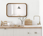 Kate and Laurel Hutton Modern Rounded Rectangle Wall Mirror, 20 x 30, Rustic Brown, Transitional Geometric Mirror for Wall