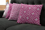 Ambesonne Vintage Throw Pillow Cushion Case Pack of 4, Monochrome Design Grid Trellis Quatrefoil Mesh and Dahlia Flowers Modern Print, Modern Accent Double-Sided Digital Printing, 18", Pink and White