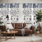 Ambesonne Geometric Floral Window Curtains Pack of 2, Classic Marble Print Ornate Leafy Flowers and Futurist Stripes, Lightweight Set with Rod Pocket, 4 Panels of - 28" x 63", Ceil Blue Laurel Green