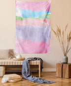 Lunarable Abstract Tapestry Twin Size, Paintbrush Watercolor Large Pastel Horizontal Stripes in Various Tones Boho Print, Wall Hanging Bedspread Bed Cover Wall Decor, Twin Size, Lilac Pink